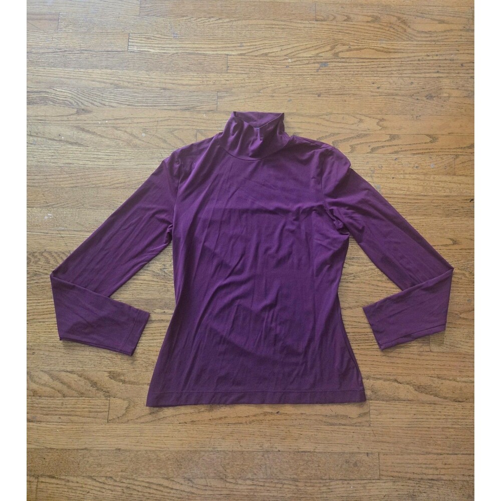 St. John Burgundy Lightweight Mock Neck Long Sleeve Stretch Top Size Small